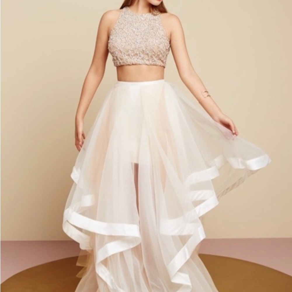Terani Couture Cream 2 Piece Dress